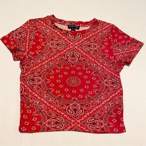 Streetwear Society Paisley Red Bandana Womens Tshirt Size XL Shirt